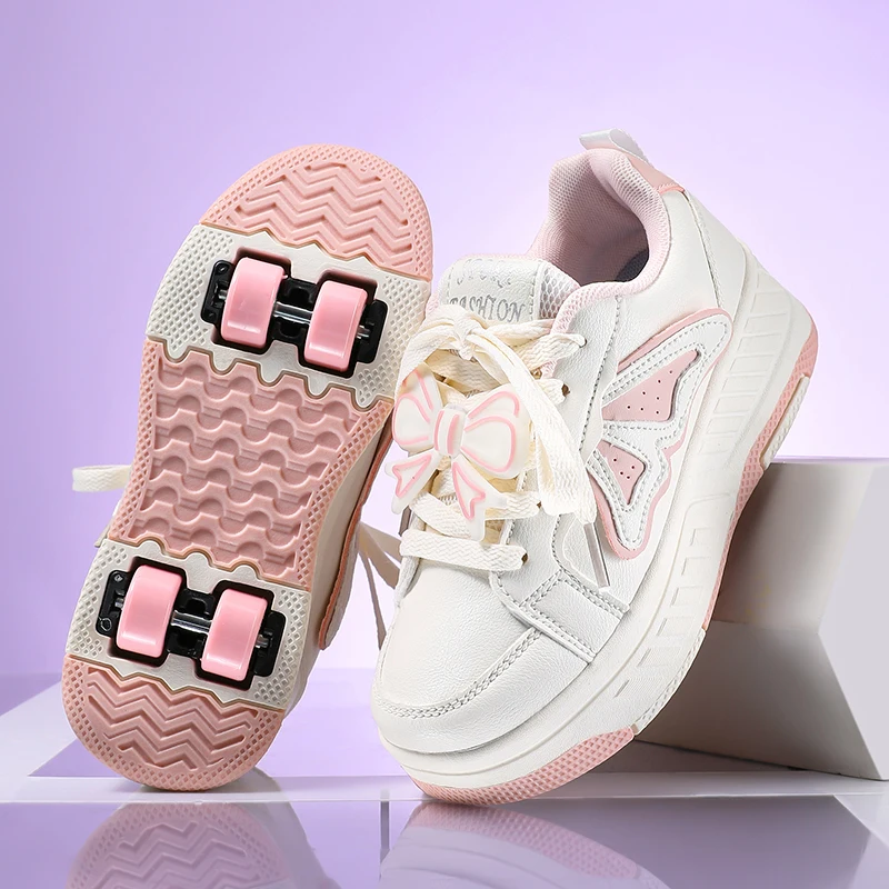 Children's walking shoes four-wheel lace-up girls' skates Boys' outdoor sports roller shoes Invisible shoes with wheels
Children's walking shoes four-wheel lace-up girls' skates Boys' outdoor sports roller shoes Invisible shoes with wheels