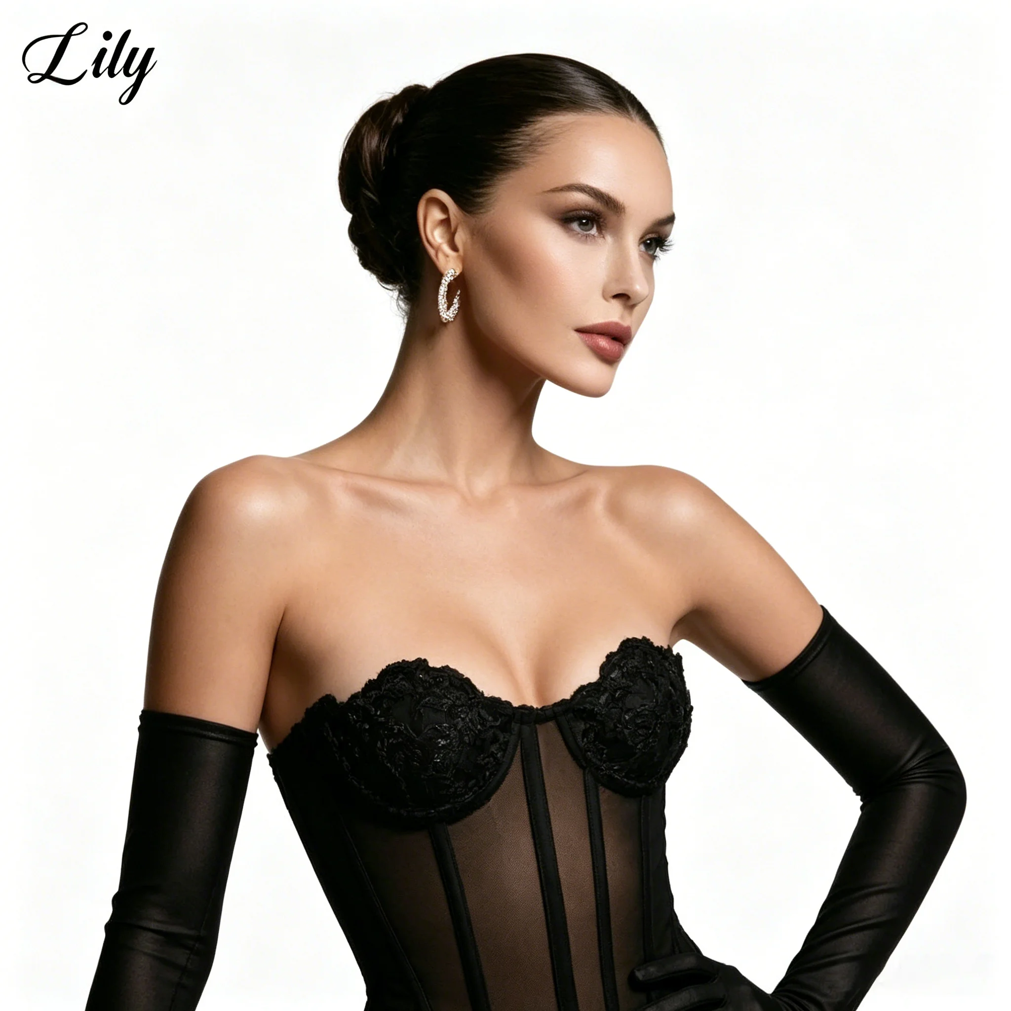 Lily Black & Red Corset Prom Dress Lace Mesh Evening Gown Lily Satin Bow Mermaid Skirt Floor-Length Formal Party Gown Customized
Lily Black & Red Corset Prom Dress Lace Mesh Evening Gown Lily Satin Bow Mermaid Skirt Floor-Length Formal Party Gown Customized