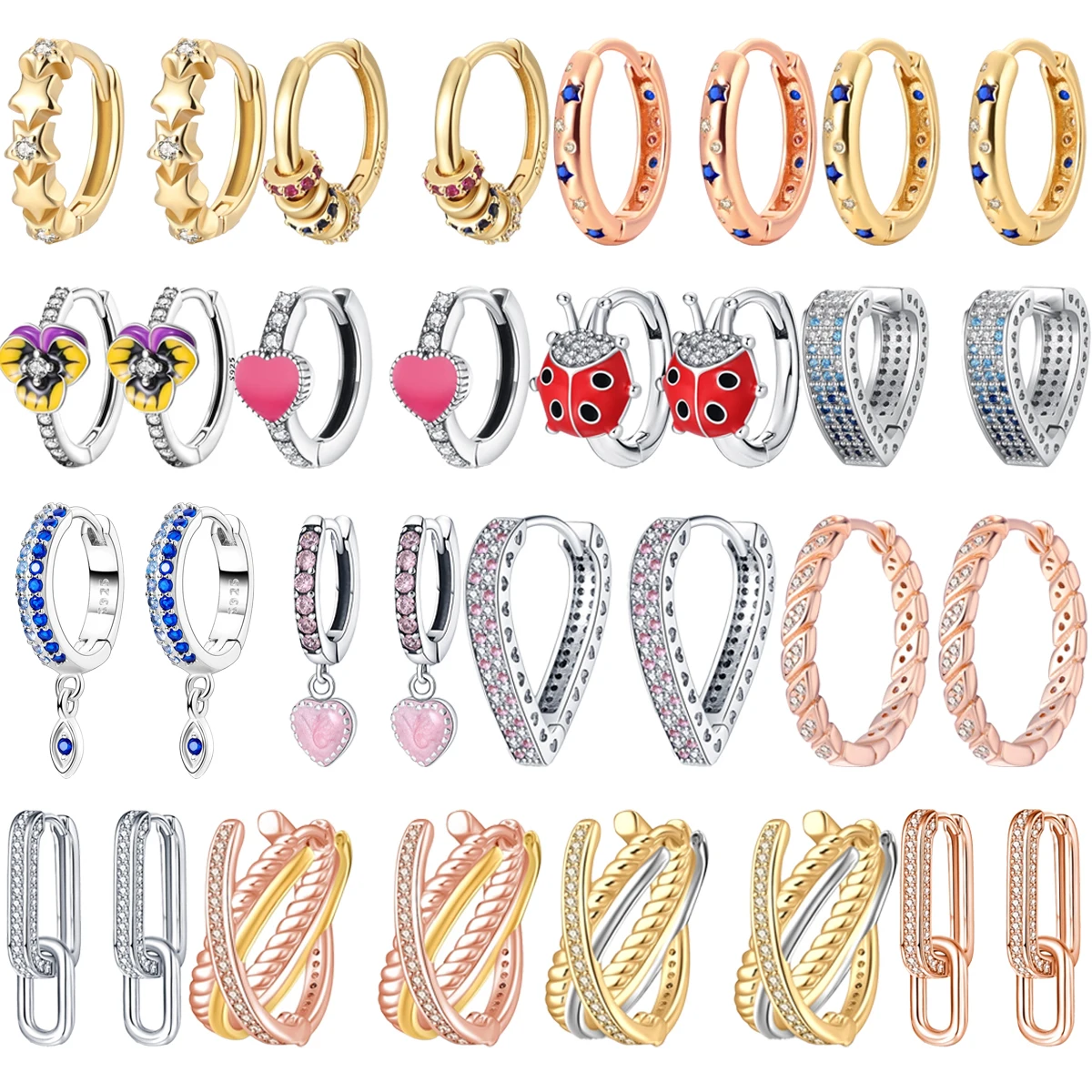 New Original 925 Sterling Silver Ladybug Heart Shaped Star Earrings for Women Fashion High Quality Zircon Jewelry Gift
New Original 925 Sterling Silver Ladybug Heart Shaped Star Earrings for Women Fashion High Quality Zircon Jewelry Gift