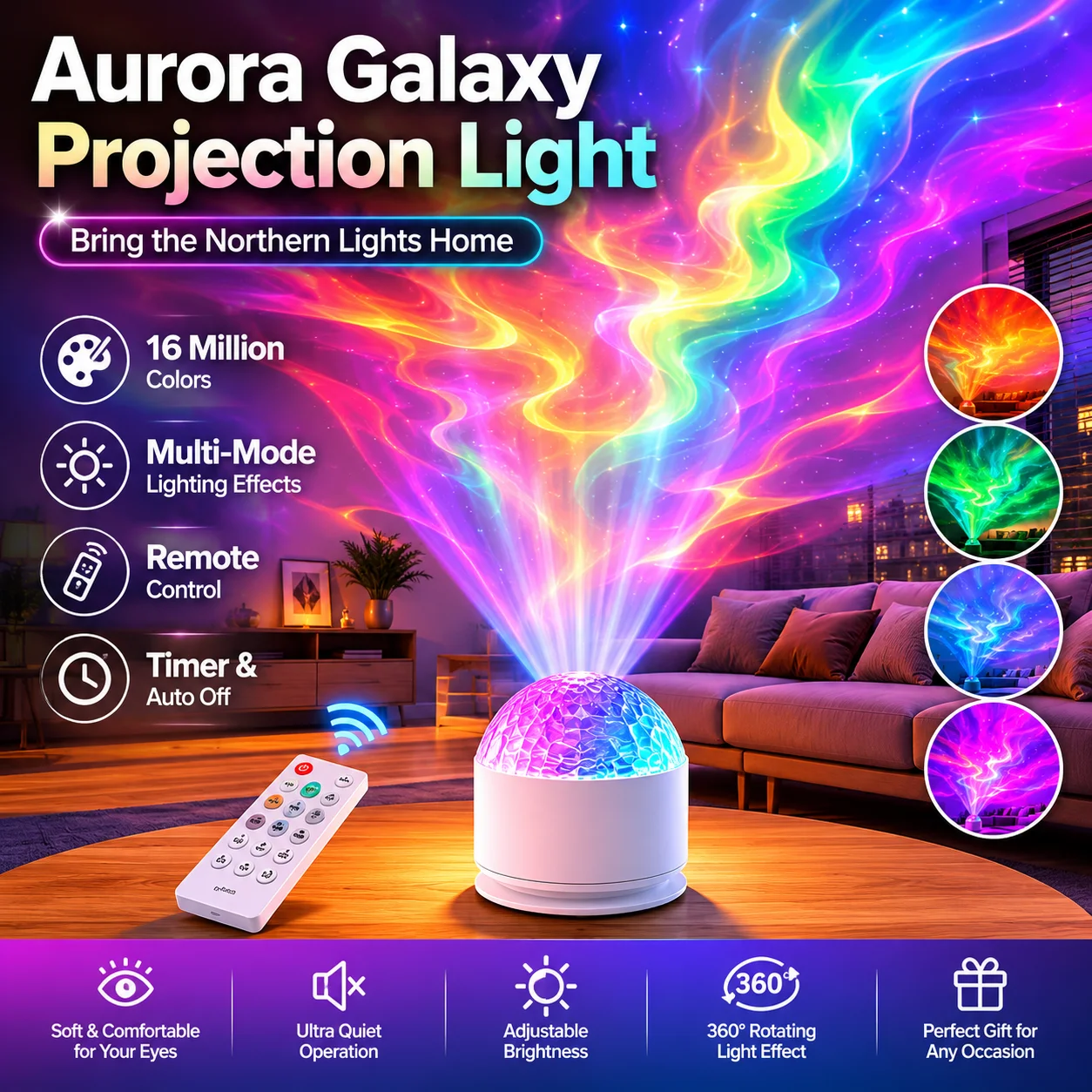 USB Powered Aurora Projector Night Light 2-in-1 with Remote Control RGB Projection Lamp Creative LED Lighting for Bedroom Party Home Office Decor
USB Powered Aurora Projector Night Light 2-in-1 with Remote Control RGB Projection Lamp Creative LED Lighting for Bedroom Party Home Office Decor
