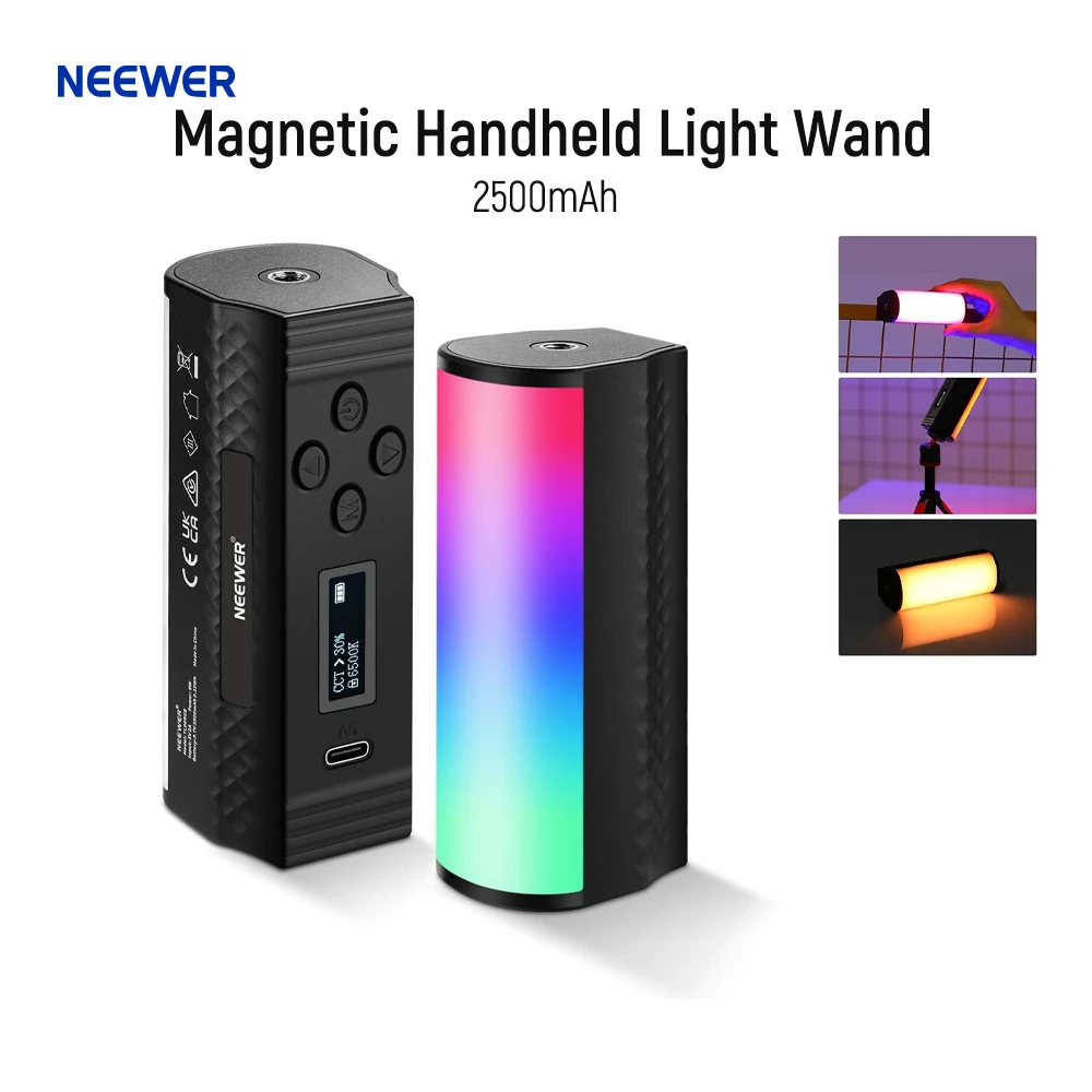 NEEWER Basic Magnetic Handheld Light Wand, 360° Full RGB Mini LED Video Light Stick, 2500mAh Battery, 2500-8500K Tube Light
NEEWER Basic Magnetic Handheld Light Wand, 360° Full RGB Mini LED Video Light Stick, 2500mAh Battery, 2500-8500K Tube Light