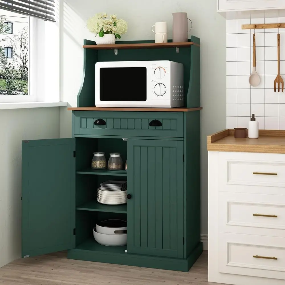 54" Kitchen Microwave Cabinet/Stand with Storage and Ders, Green Pantry Storage Cabinet with Hutch & Adjustable Shelves or Kitch
54" Kitchen Microwave Cabinet/Stand with Storage and Ders, Green Pantry Storage Cabinet with Hutch & Adjustable Shelves or Kitch