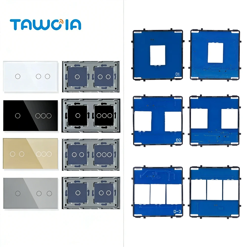 TAWOIA 1/2/3Gang Wall Touch Switch 1/2/3Way Function Base Stair Switches Spare Parts Sensor 157Glass Panel DIY Free Combination
TAWOIA 1/2/3Gang Wall Touch Switch 1/2/3Way Function Base Stair Switches Spare Parts Sensor 157Glass Panel DIY Free Combination