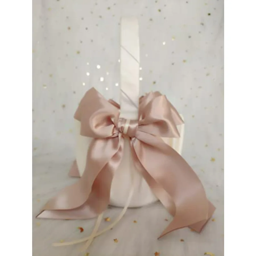 White Flower Girl Basket with Pink Double Ribbon Bow Décor for Wedding Ceremony Vow Renewal Baby Shower Party Favor Basket
White Flower Girl Basket with Pink Double Ribbon Bow Décor for Wedding Ceremony Vow Renewal Baby Shower Party Favor Basket