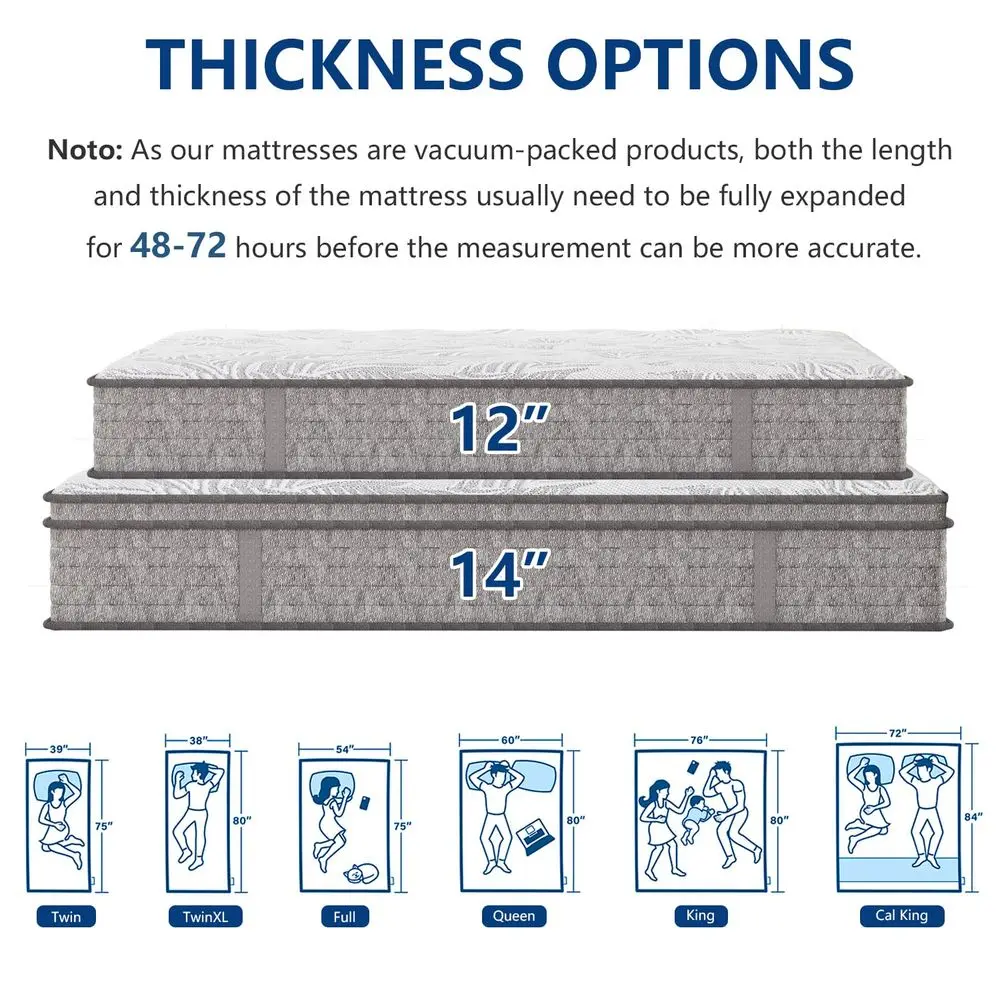 Size Mattress, 14 Inch Hybrid Queen Mattress In a Box with Gel Memory Foam, Individually Wrapped Pocket Spring, Motion Isolatio
Size Mattress, 14 Inch Hybrid Queen Mattress In a Box with Gel Memory Foam, Individually Wrapped Pocket Spring, Motion Isolatio