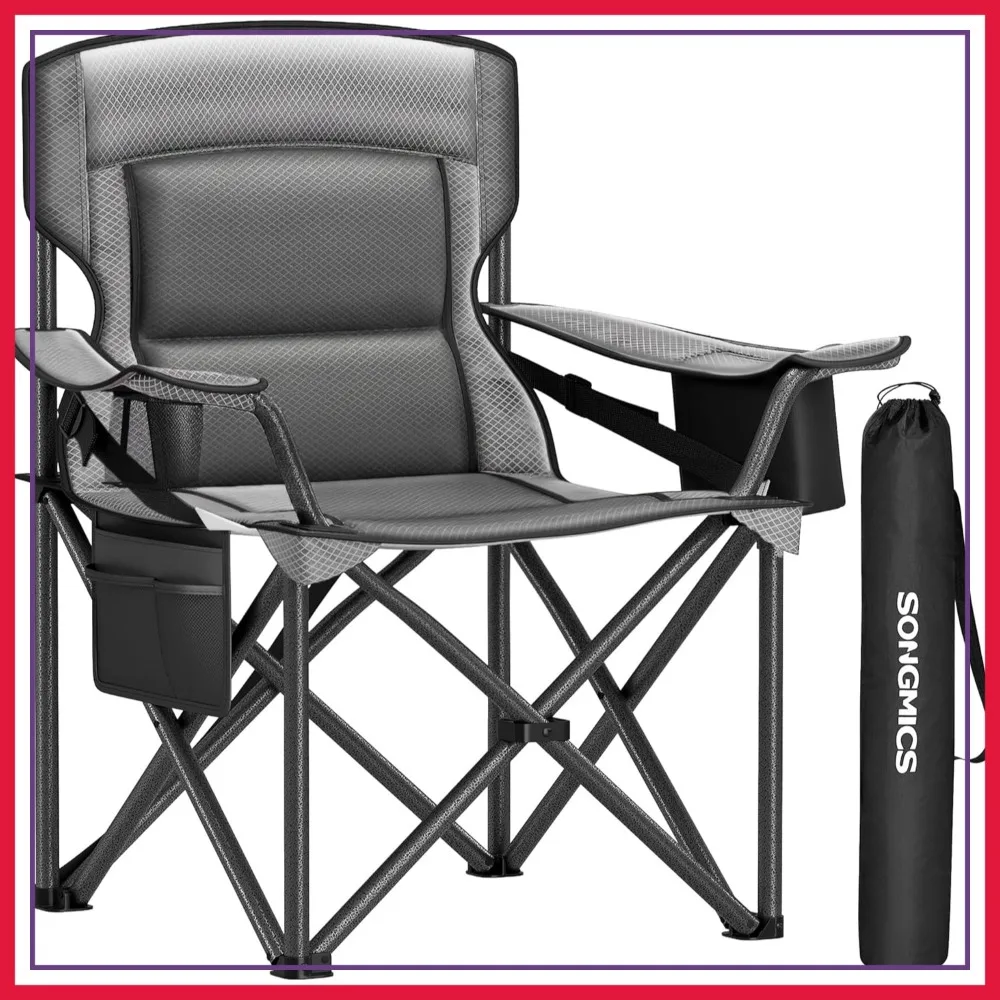 Heavy-Duty Oversized Lumbar Support Camping Chair, Padded Folding Outdoor Chair with Cooler Bag, 450 lb Capacity, Slate Gray
Heavy-Duty Oversized Lumbar Support Camping Chair, Padded Folding Outdoor Chair with Cooler Bag, 450 lb Capacity, Slate Gray
