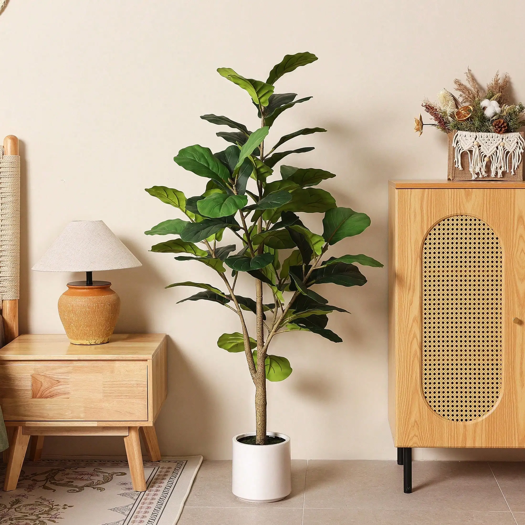 4.5ft Artificial Fiddle Leaf Fig Tree With Elegant White Planter, Faux Fig Trees Floor Plant In Pot, Fake Ficus Lyrata Trees For Indoor Living Room Bedroom Office Housewarming Gift
4.5ft Artificial Fiddle Leaf Fig Tree With Elegant White Planter, Faux Fig Trees Floor Plant In Pot, Fake Ficus Lyrata Trees For Indoor Living Room Bedroom Office Housewarming Gift