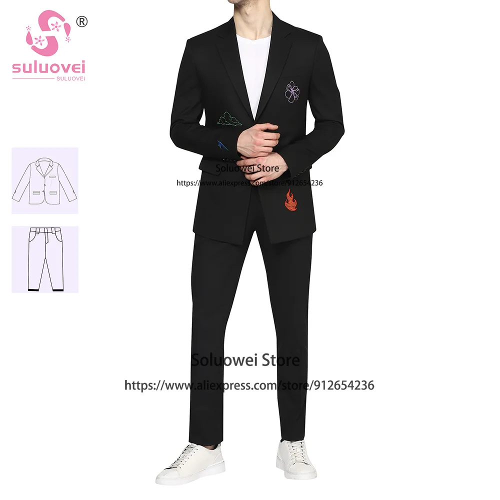 Luxury Embroidery Floral Slim Fit Suits For Men Elegant Prom 2 Pieces Jacket Pants Set Formal Grooms Wedding Notch Lapel Tuxedos
Luxury Embroidery Floral Slim Fit Suits For Men Elegant Prom 2 Pieces Jacket Pants Set Formal Grooms Wedding Notch Lapel Tuxedos