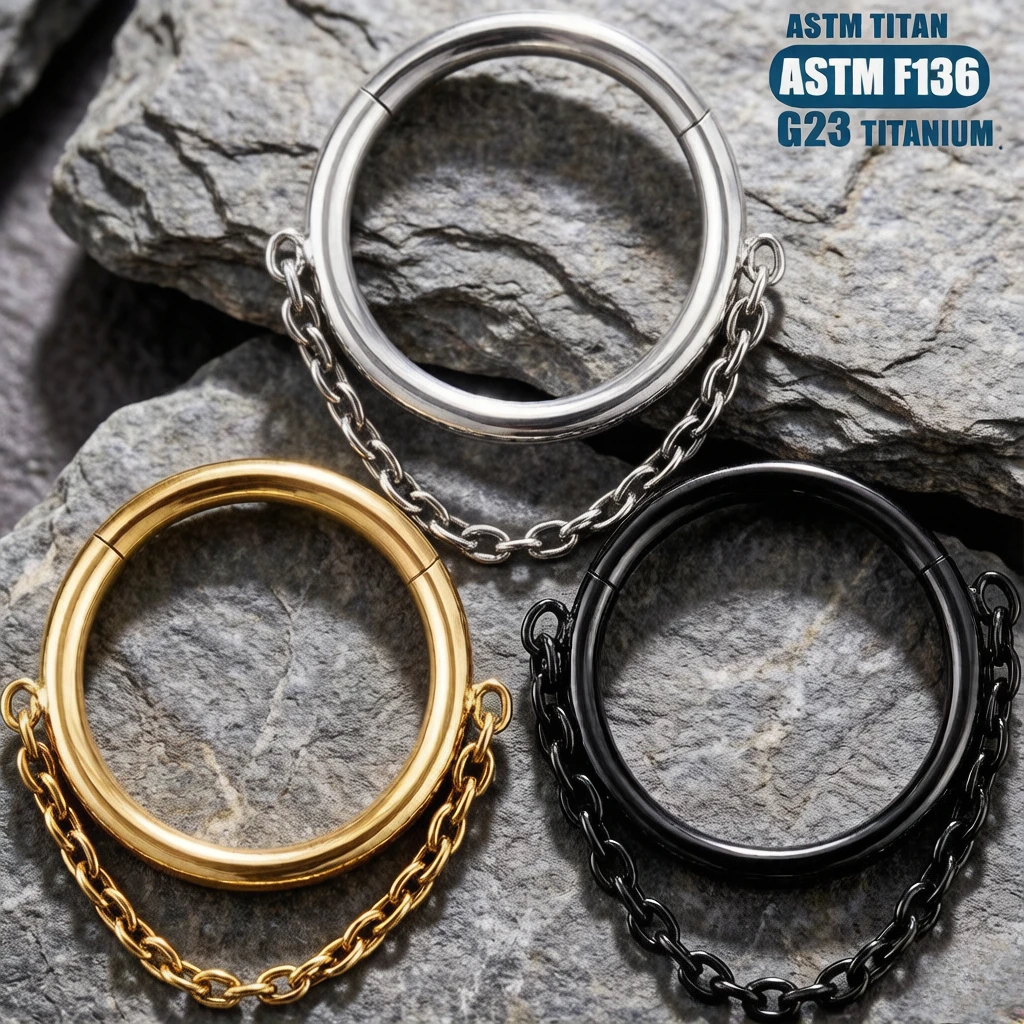 F136 Titanium Hinge Segment Nose Ring with Welding Chain CZ Septum Ring for Women 16g Cartilage Tragus Earrings Body Jewelry
F136 Titanium Hinge Segment Nose Ring with Welding Chain CZ Septum Ring for Women 16g Cartilage Tragus Earrings Body Jewelry