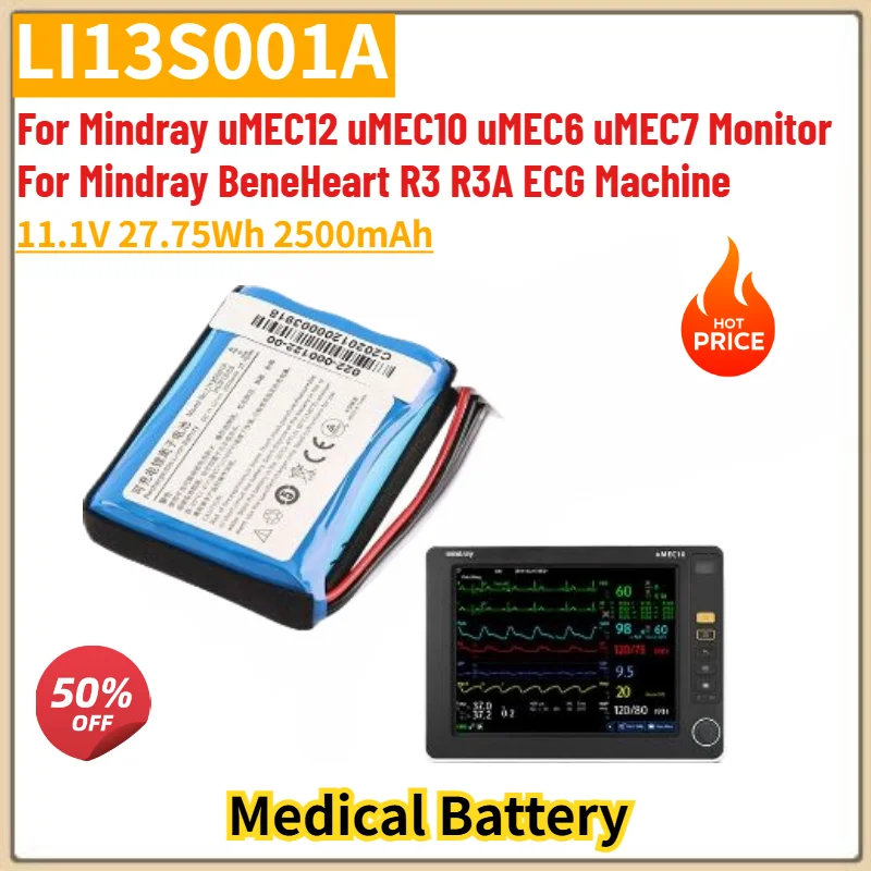 LI13S001A High Quality Medical Battery 11.1V 2500mAh For Mindray uMEC12 uMEC10 uMEC6 uMEC7 Monitor ,BeneHeart R3 R3A ECG Machine
LI13S001A High Quality Medical Battery 11.1V 2500mAh For Mindray uMEC12 uMEC10 uMEC6 uMEC7 Monitor ,BeneHeart R3 R3A ECG Machine