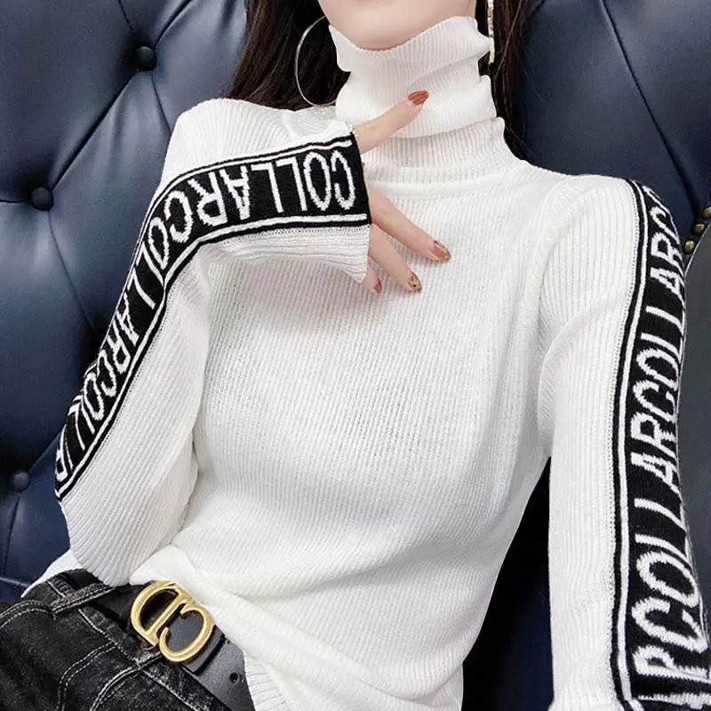 Women Autumn Slim Casual All-match Young Style Letter Pile Collar Knitwear Pullovers Appear Thin Western Style Bottoming shirt
Women Autumn Slim Casual All-match Young Style Letter Pile Collar Knitwear Pullovers Appear Thin Western Style Bottoming shirt