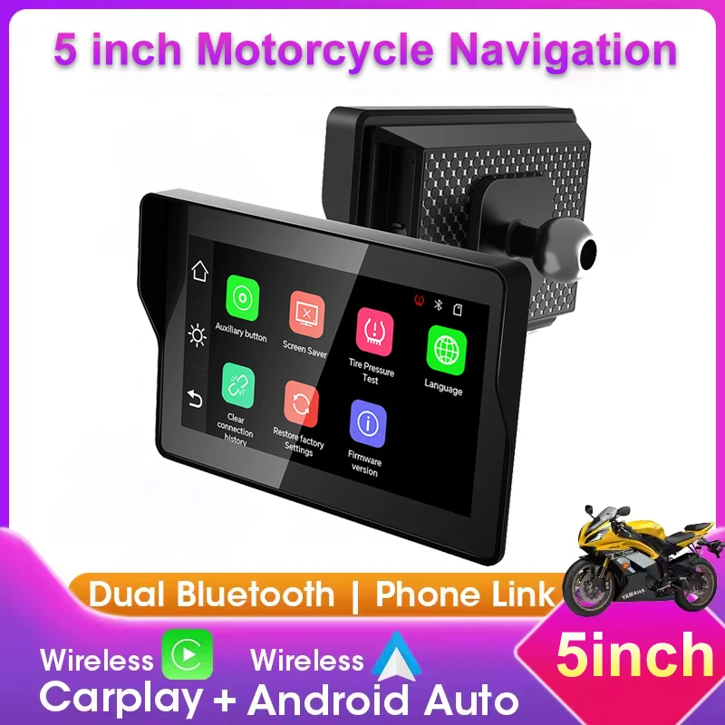Motorcycle 5" CarPlay Screen with Wireless CarPlay & Android Auto IP67 Waterproof Touchscreen Portable Motorcycle GPS Carplay
Motorcycle 5" CarPlay Screen with Wireless CarPlay & Android Auto IP67 Waterproof Touchscreen Portable Motorcycle GPS Carplay