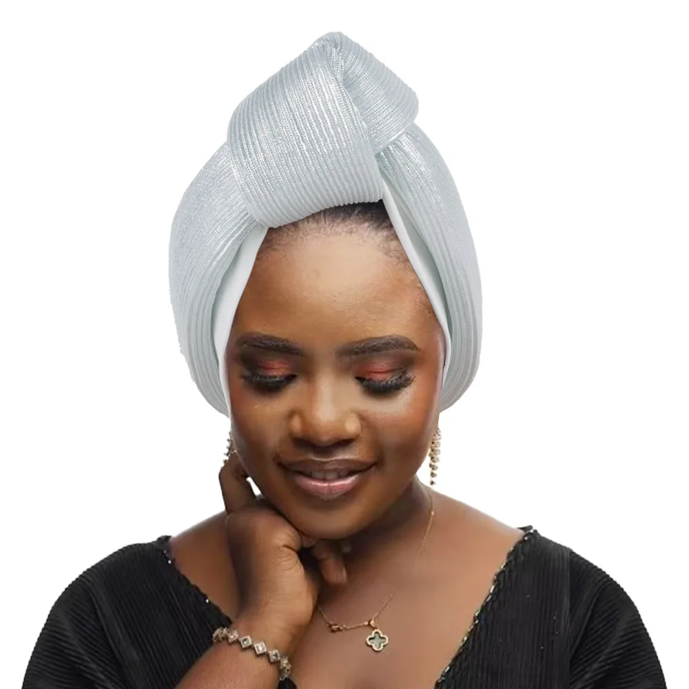 New Glitter Knotted Turban Cap African Auto Gele Nigeria Wedding Headtie Party Headwear Muslim Hat Women Hijab Bonnet Head Wraps
New Glitter Knotted Turban Cap African Auto Gele Nigeria Wedding Headtie Party Headwear Muslim Hat Women Hijab Bonnet Head Wraps