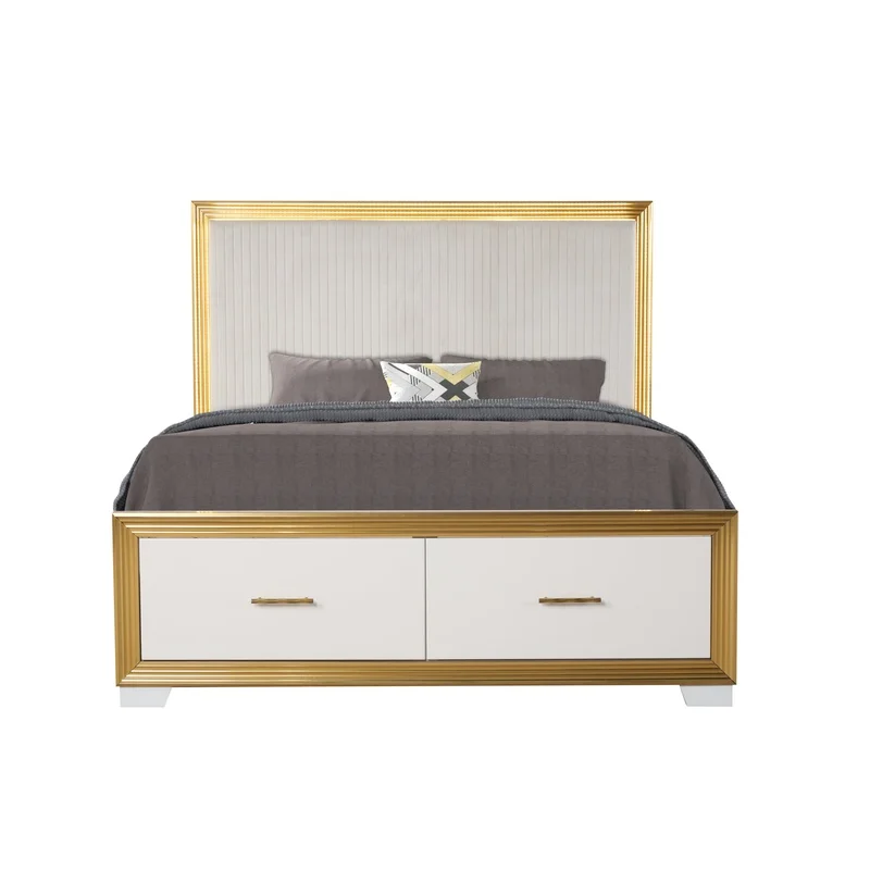 Contemporary Queen Tufted Bed Frame with Wood and Gold Finish – NJ Inventory
Contemporary Queen Tufted Bed Frame with Wood and Gold Finish – NJ Inventory