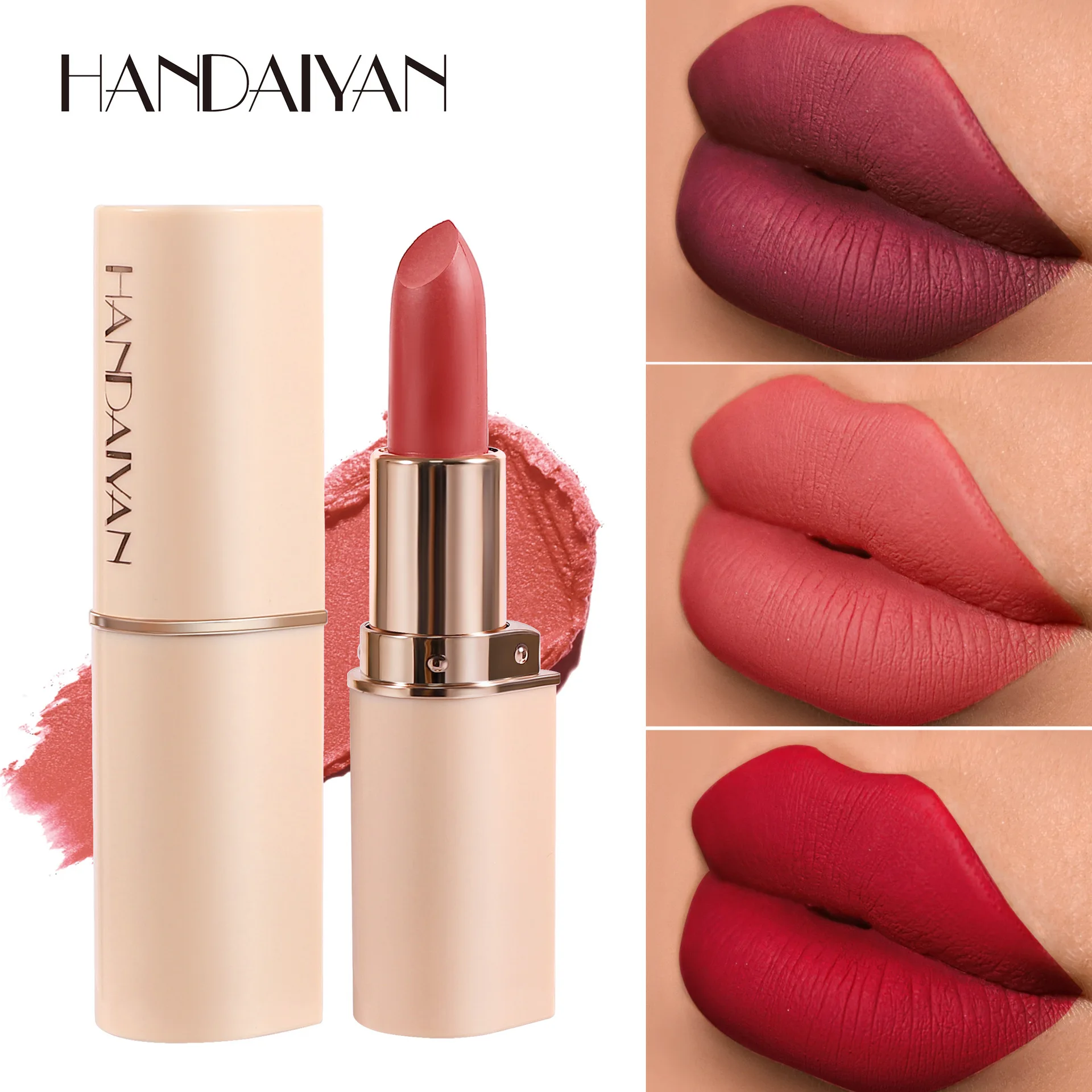HANDAIYAN New Matte Velvet Lipstick Waterproof Long Lasting Non Stick Cup Easy To Apply Daily Lipstick 3.2g
HANDAIYAN New Matte Velvet Lipstick Waterproof Long Lasting Non Stick Cup Easy To Apply Daily Lipstick 3.2g