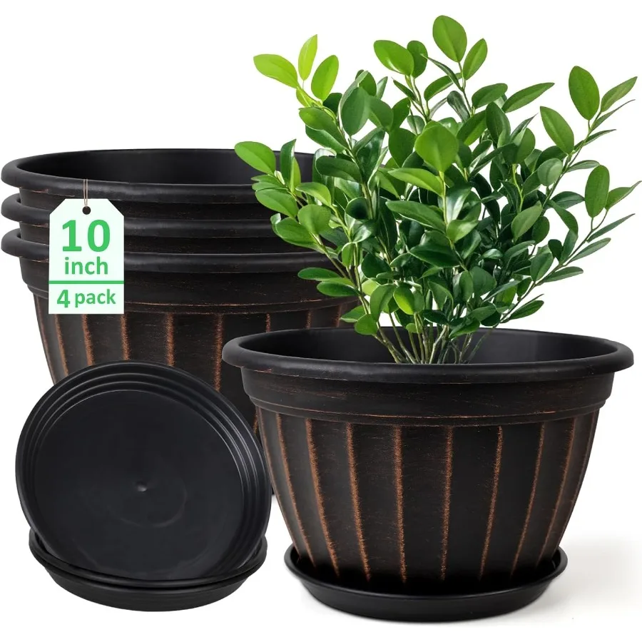 10 Inch Plants Pot4 Pack Flower Pots Planters Pot with Drainage Hole Saucer Modern Planters for Indoor Outdoor Plants Drative R
10 Inch Plants Pot4 Pack Flower Pots Planters Pot with Drainage Hole Saucer Modern Planters for Indoor Outdoor Plants Drative R