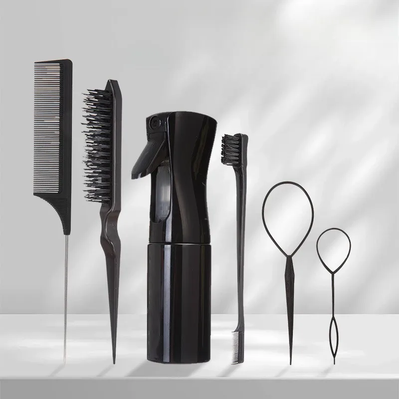 Hairdressing set Six-piece set Hairpin hair puller Portable brush Highlight dyeing pointed tail comb Continuous spray bottle set
Hairdressing set Six-piece set Hairpin hair puller Portable brush Highlight dyeing pointed tail comb Continuous spray bottle set