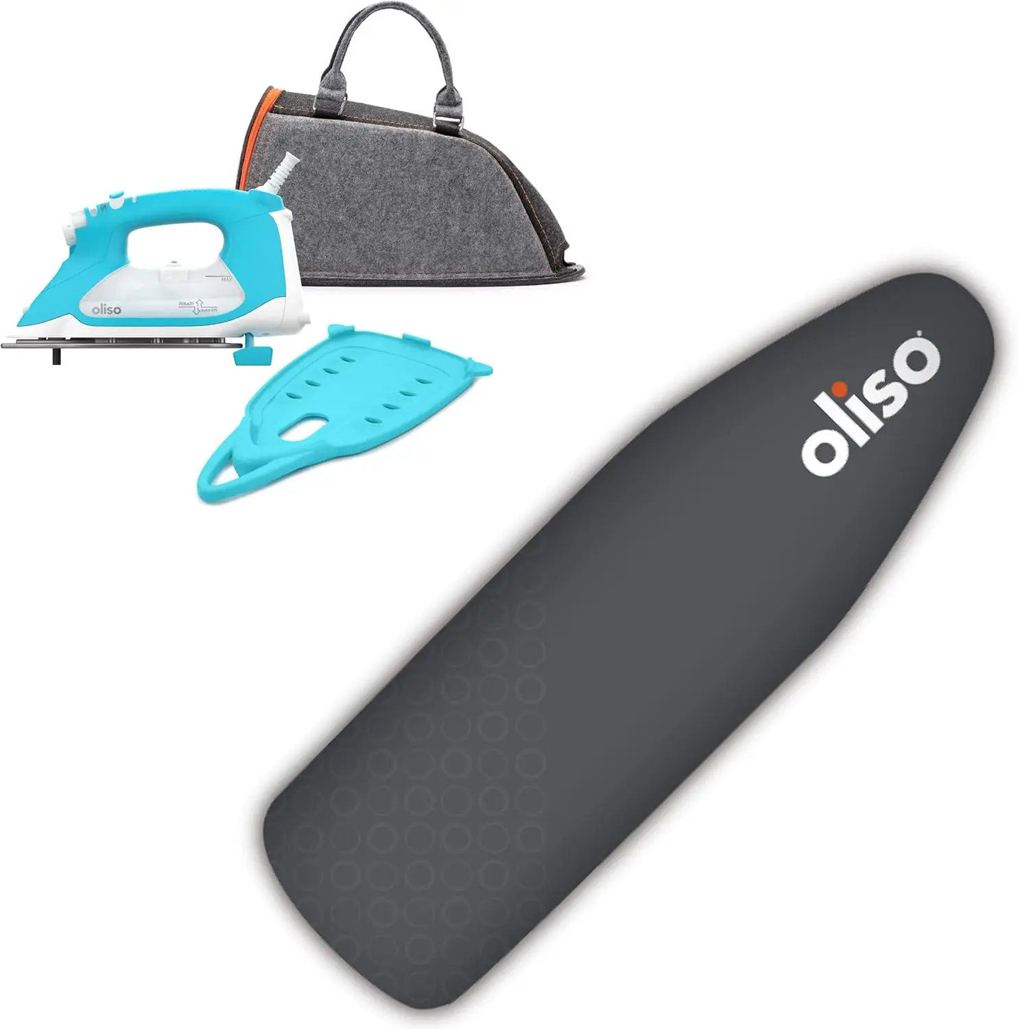 1800 Watt Smart Iron with Automatic Lift and Silicone Iron Soleplate Protector (Turquoise) - Includes Carrying Bag for Full-Size Irons and Ironing Board Cover (Gray)
1800 Watt Smart Iron with Automatic Lift and Silicone Iron Soleplate Protector (Turquoise) - Includes Carrying Bag for Full-Size Irons and Ironing Board Cover (Gray)
