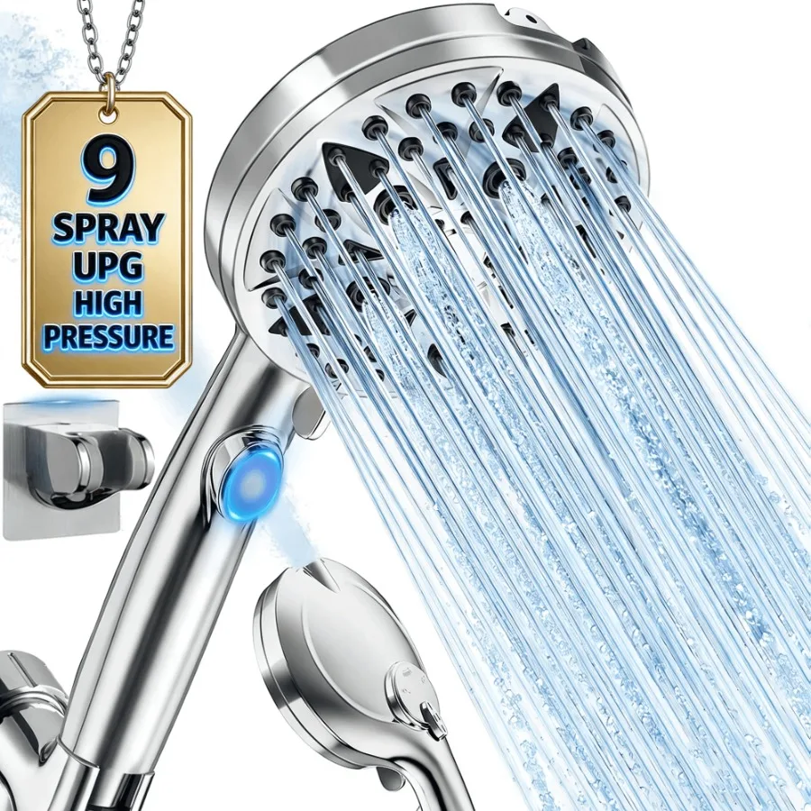 Shower Head 9-Mode High Pressure Shower Head with Handheld and ON Off Switch Anti-clog Nozzles and Built-in Spray With Stainles
Shower Head 9-Mode High Pressure Shower Head with Handheld and ON Off Switch Anti-clog Nozzles and Built-in Spray With Stainles
