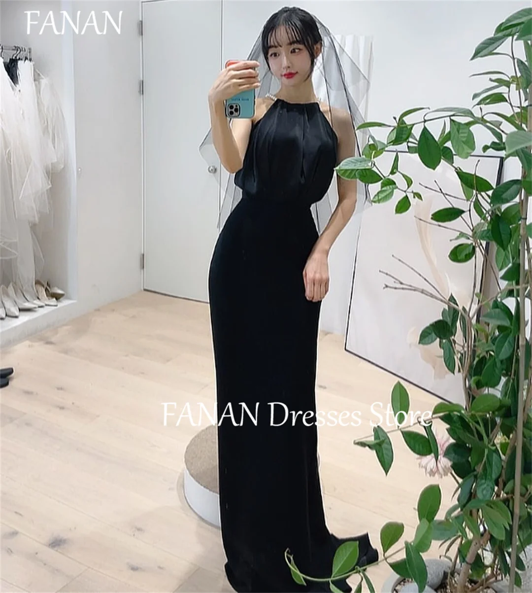 FANAN Halter Simple Evening Party Dresses Korea Black Satin Corset Sleeveless Wedding Women Formal Gowns Event Prom Gowns
FANAN Halter Simple Evening Party Dresses Korea Black Satin Corset Sleeveless Wedding Women Formal Gowns Event Prom Gowns