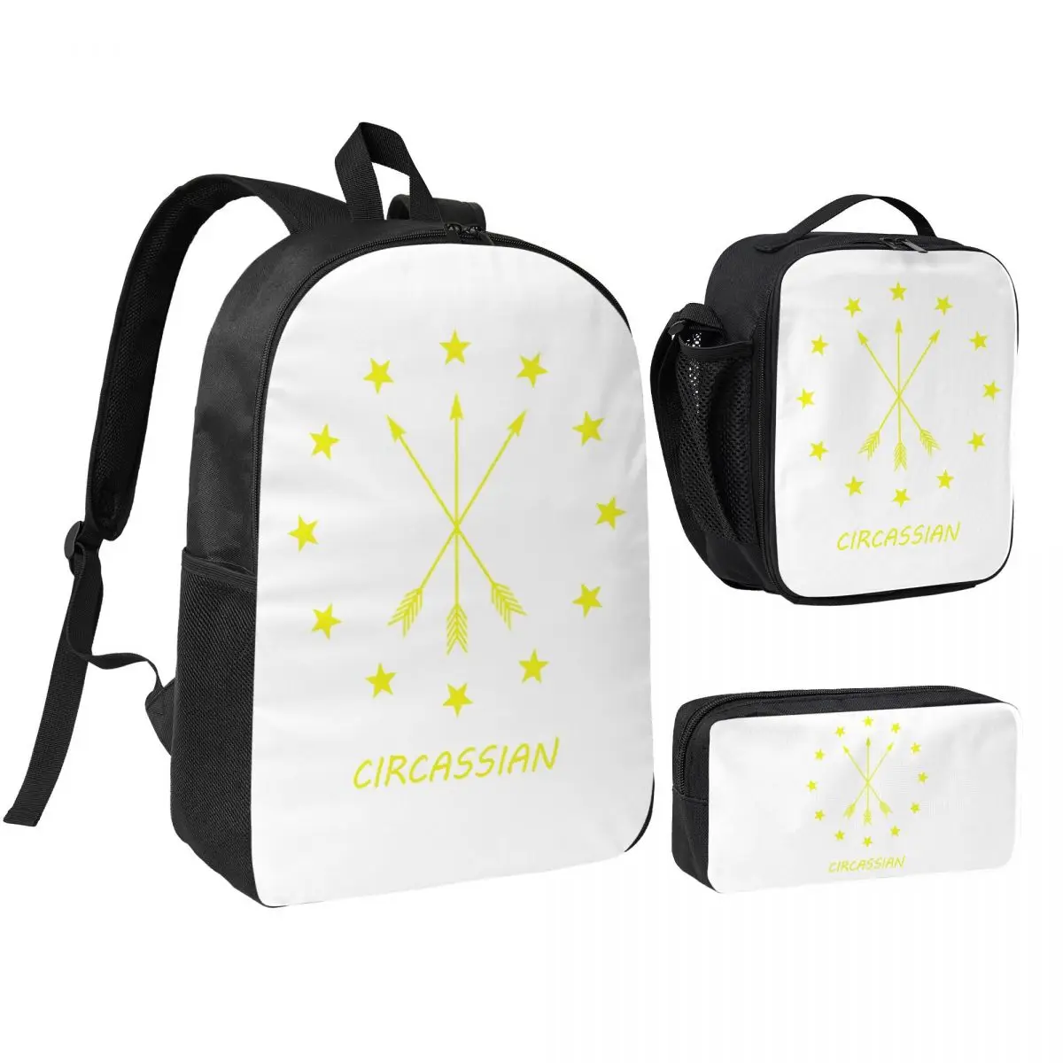12 Stars Around 3 Arrows Adygea Flag Backpack Boys Girls BookBag School Bag Shoulder Bags 3ps Insulated Lunch Bag Pencil Case
12 Stars Around 3 Arrows Adygea Flag Backpack Boys Girls BookBag School Bag Shoulder Bags 3ps Insulated Lunch Bag Pencil Case