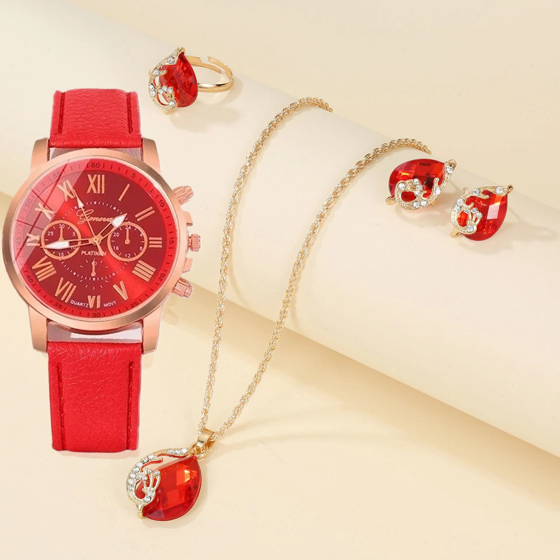 5pcs/Set -Geneva Women Watches Casual Leather Band Quartz Wrist Watch Diamond Jewelry Set(Without Box)
5pcs/Set -Geneva Women Watches Casual Leather Band Quartz Wrist Watch Diamond Jewelry Set(Without Box)