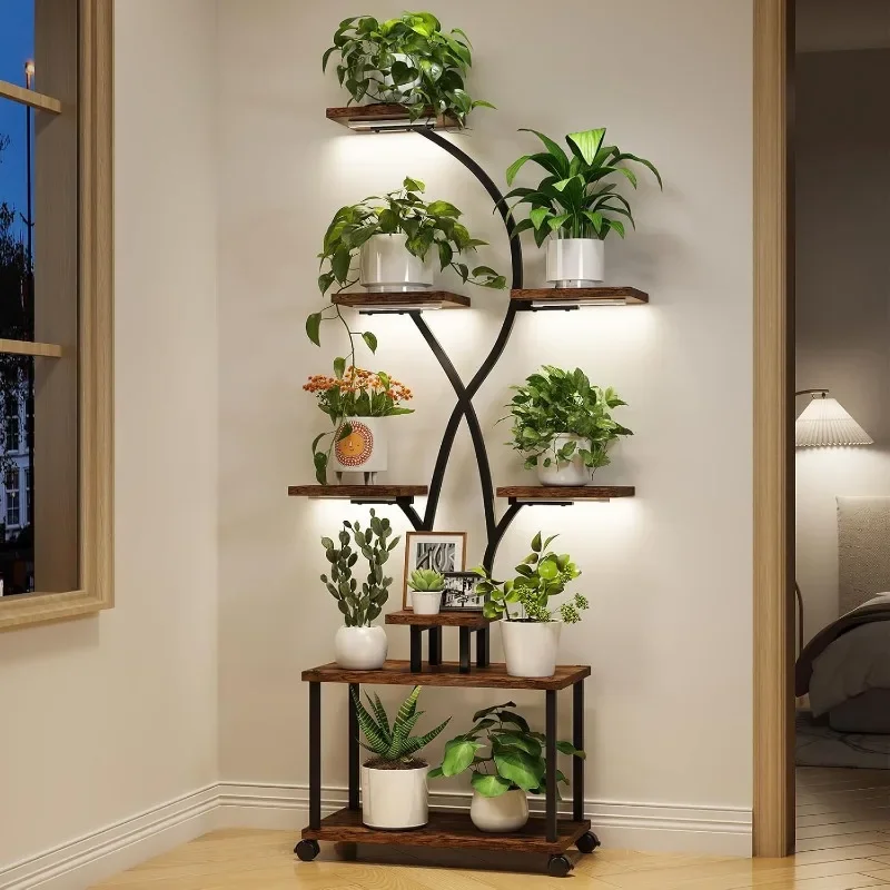 Plant Stand Indoor with Grow Lights, 8-Tiered Large Metal Plant Shelf with Wheels, 57" Tall Plant Stand
Plant Stand Indoor with Grow Lights, 8-Tiered Large Metal Plant Shelf with Wheels, 57" Tall Plant Stand