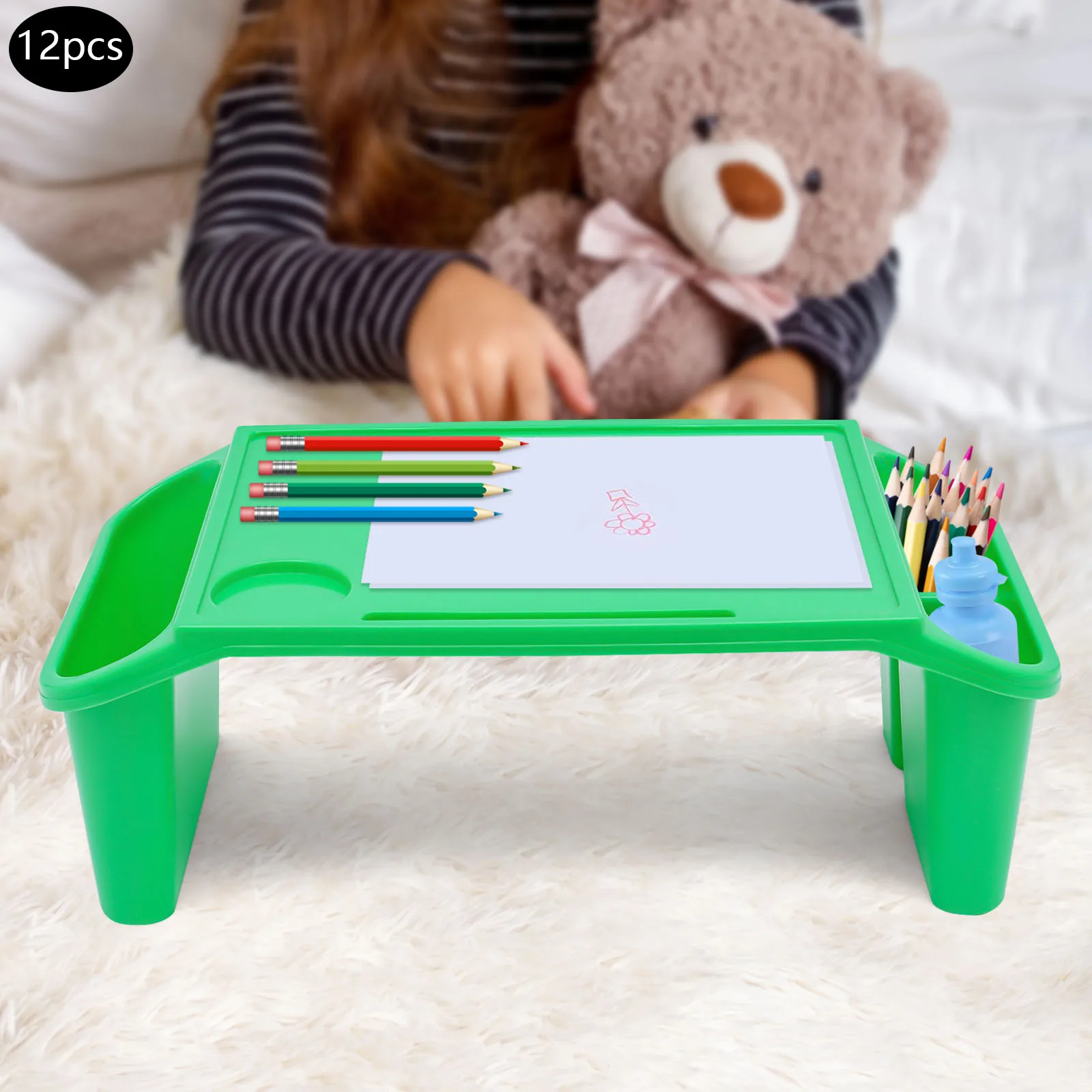 12 Pcs Green Kids Lap Desk Tray, Plastic Breakfast Laptop Trays with Side Pockets for Writing, Reading, Drawing, Doing Homework
12 Pcs Green Kids Lap Desk Tray, Plastic Breakfast Laptop Trays with Side Pockets for Writing, Reading, Drawing, Doing Homework