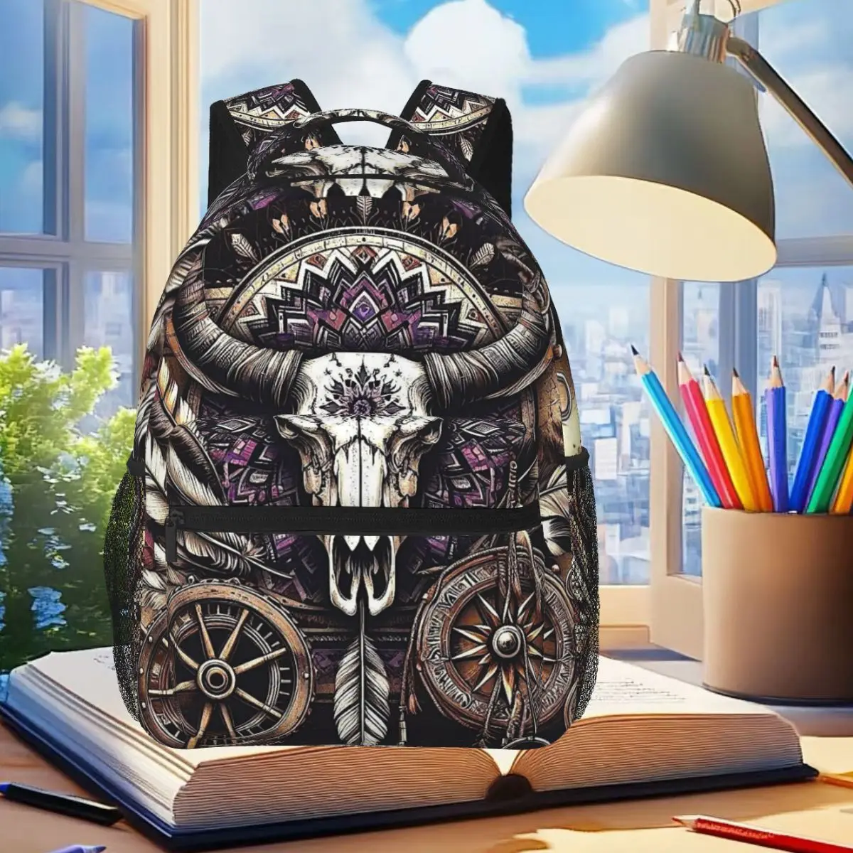 Tribal Bull Head Western Cowboy Backpack Student Boys Girls BookBag Children School Bag Computer Shoulder Bags for Men Women
Tribal Bull Head Western Cowboy Backpack Student Boys Girls BookBag Children School Bag Computer Shoulder Bags for Men Women