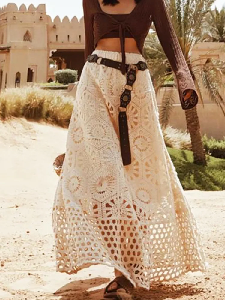 Женская юбка в богемном стиле, связанная крючком, 2022, драпированная, большая распашная юбка трапециевидной формы, длинная юбка для пляжного отдыха в стиле бохо, ретро, женская юбка
Женская юбка в богемном стиле, связанная крючком, 2022, драпированная, большая распашная юбка трапециевидной формы, длинная юбка для пляжного отдыха в стиле бохо, ретро, женская юбка