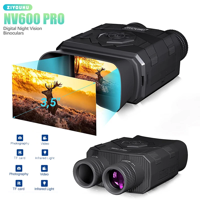 Digital Night Vision Goggles Upgrade 9-Gear Infrared Binocular 1080P Video WIFI Camera 8X Zoom 500M View Range for Dark Hunting
Digital Night Vision Goggles Upgrade 9-Gear Infrared Binocular 1080P Video WIFI Camera 8X Zoom 500M View Range for Dark Hunting