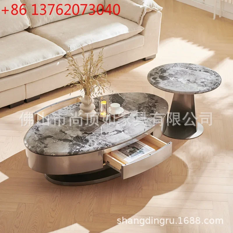 Light luxury fashion coffee table, modern simple oval telescopic household small apartment coffee table combination
Light luxury fashion coffee table, modern simple oval telescopic household small apartment coffee table combination