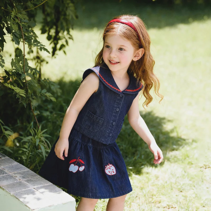 Tongbei Children's Clothing2026Summer new girls' top and skirt two-piece set, embroidered denim sweet casual outfit
Tongbei Children's Clothing2026Summer new girls' top and skirt two-piece set, embroidered denim sweet casual outfit