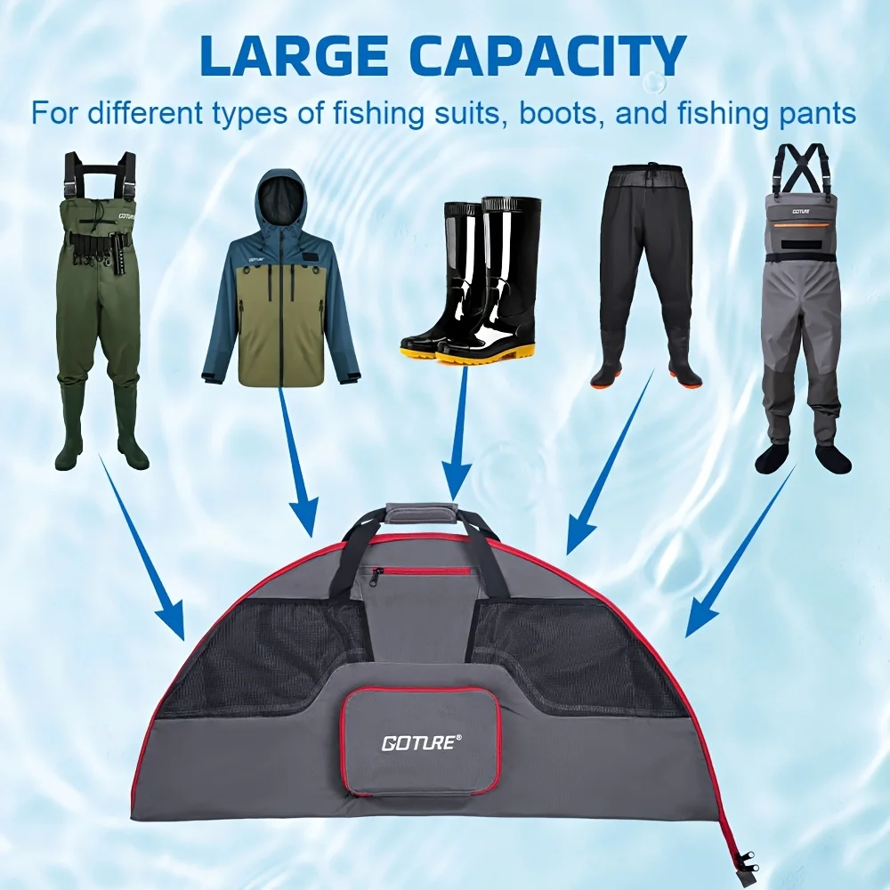 Сумка для хранения сапог Goture Wader: портативная, складная, для активного отдыха, органайзер для снаряжения для рыбалки, с дышащей сеткой, из ткани Оксфорд
Сумка для хранения сапог Goture Wader: портативная, складная, для активного отдыха, органайзер для снаряжения для рыбалки, с дышащей сеткой, из ткани Оксфорд