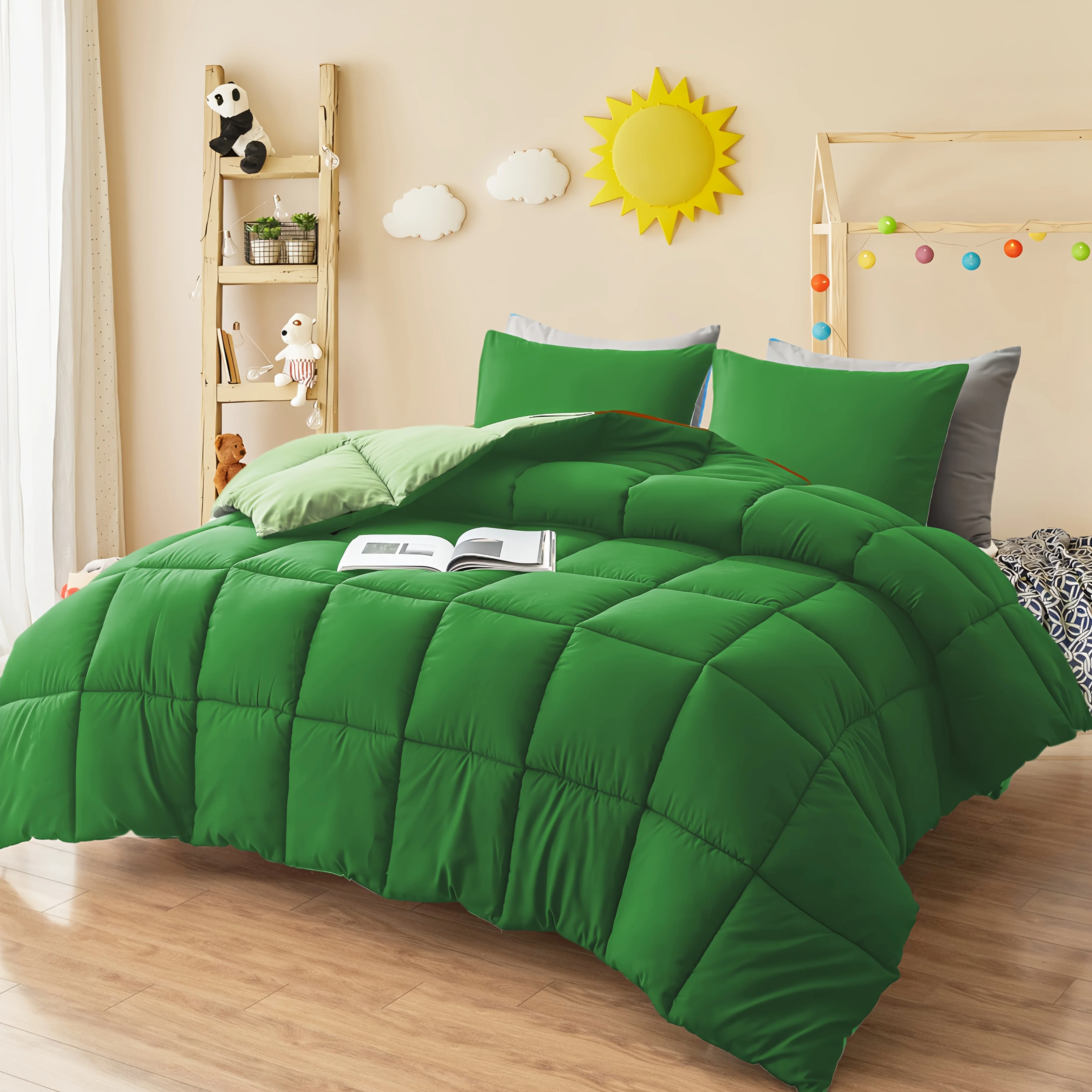 Cosybay 3pcs Queen Comforter Set in Dark Green And Olive Green, Featuring a Soft Reversible Design Suitable for All Seasons.
Cosybay 3pcs Queen Comforter Set in Dark Green And Olive Green, Featuring a Soft Reversible Design Suitable for All Seasons.
