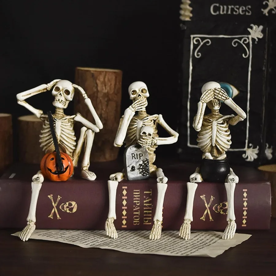 Set of 3 Skeleton Statues Horror Skull Halloween Resin Decor See Hear Speak no Evil Collectible Figures Home Decoration
Set of 3 Skeleton Statues Horror Skull Halloween Resin Decor See Hear Speak no Evil Collectible Figures Home Decoration