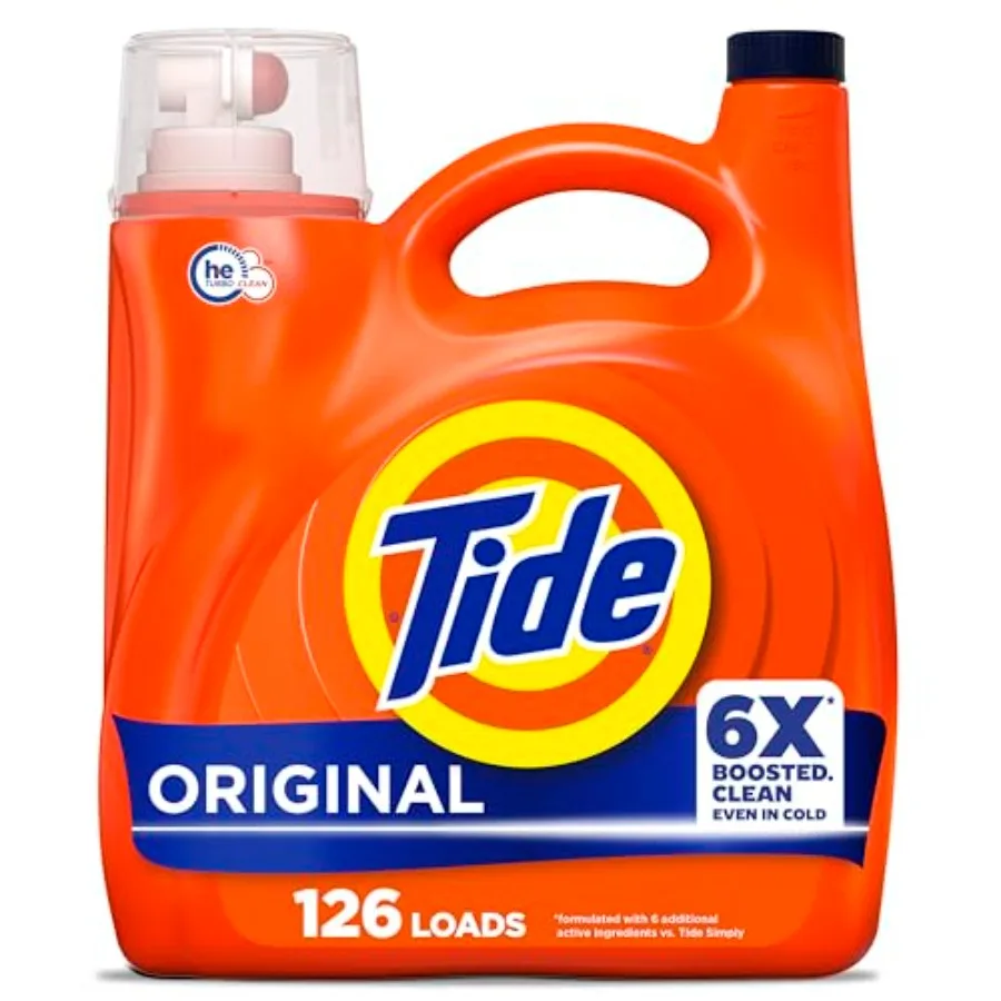 Tide Liquid Laundry Detergent, Original Scent, 126 Loads, 158 fl oz, Boosted Clean even in cold water, laundry soap, concentrat
Tide Liquid Laundry Detergent, Original Scent, 126 Loads, 158 fl oz, Boosted Clean even in cold water, laundry soap, concentrat