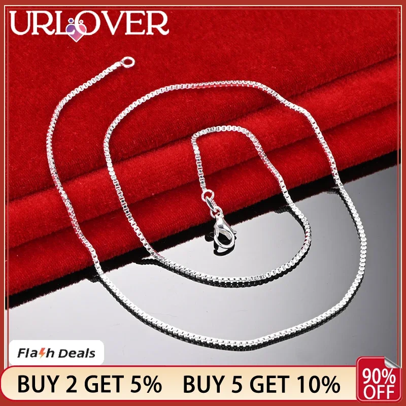 URLOVER 925 Sterling Silver Necklaces 16/18/20/22/24/26/28/30 inches 1mm Box Chain Necklace For Women Wedding Fashion Jewelry
URLOVER 925 Sterling Silver Necklaces 16/18/20/22/24/26/28/30 inches 1mm Box Chain Necklace For Women Wedding Fashion Jewelry