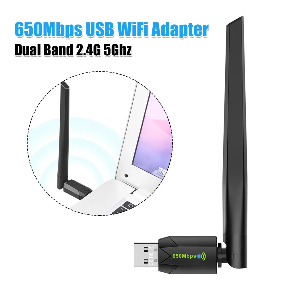 USB-адаптер Wi-Fi 650 Мбит/с с антенной, двухдиапазонный 2,4 ГГц/5 ГГц, USB-приемник Wi-Fi, адаптер Wi-Fi для Windows XP/7/8/8.1/10/11
USB-адаптер Wi-Fi 650 Мбит/с с антенной, двухдиапазонный 2,4 ГГц/5 ГГц, USB-приемник Wi-Fi, адаптер Wi-Fi для Windows XP/7/8/8.1/10/11