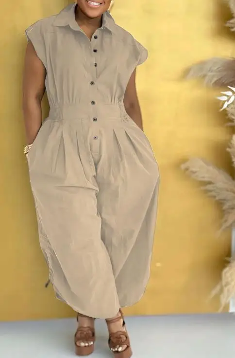 Cargo Jumpsuit Woman 2025 Commuter Button Down Shirt Loose Jumpsuit Sleeveless Solid Color Casual Fashion Women's Loose Jumpsuit
Cargo Jumpsuit Woman 2025 Commuter Button Down Shirt Loose Jumpsuit Sleeveless Solid Color Casual Fashion Women's Loose Jumpsuit