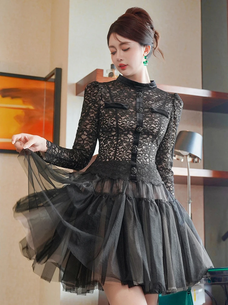 Black Lace Fake 2-Piece Evening Dress Women Clothes Long Sleeve Slim Short Dresses Elegant Lady Party Prom Birthday Vestidos New
Black Lace Fake 2-Piece Evening Dress Women Clothes Long Sleeve Slim Short Dresses Elegant Lady Party Prom Birthday Vestidos New