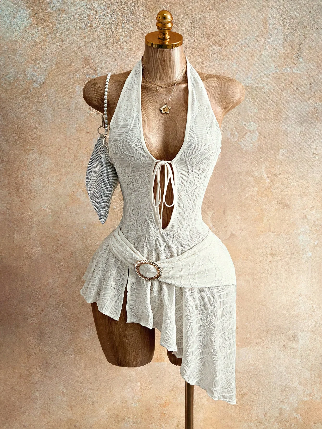 HG Women Sexy Halter Neck Mini Dress Tie Front Asymmetrical Ruffle Hem Bodycon Dress With Belt For Party Club Date Night Dress
HG Women Sexy Halter Neck Mini Dress Tie Front Asymmetrical Ruffle Hem Bodycon Dress With Belt For Party Club Date Night Dress