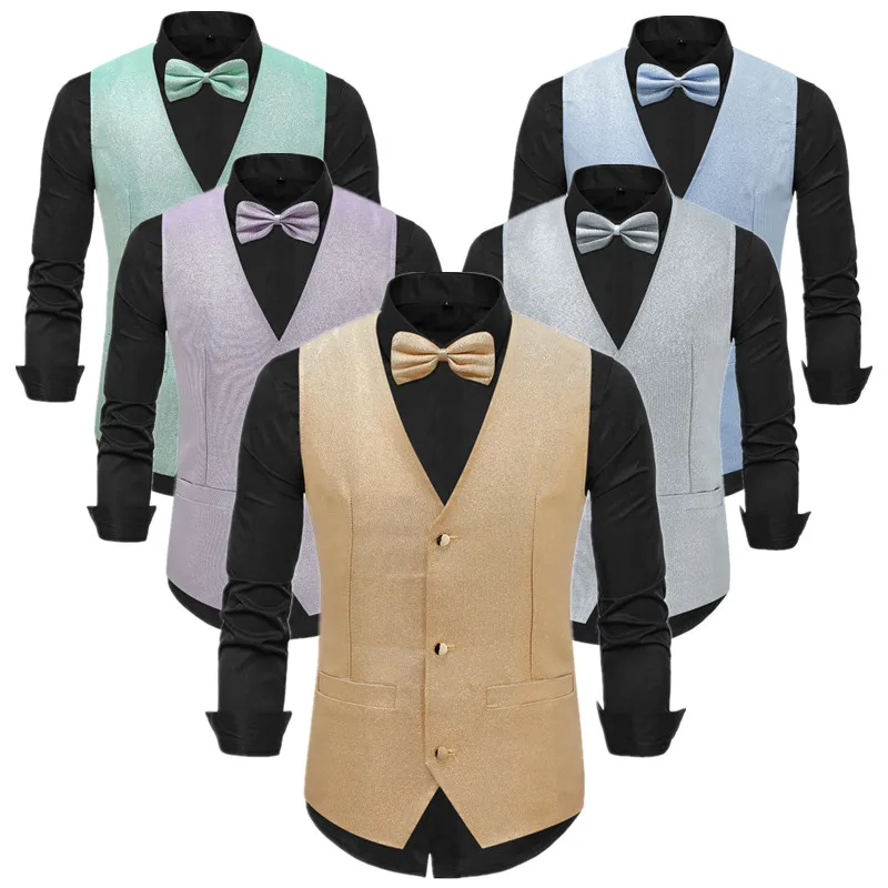 New Men Wedding Prom Party Suit Vest Loose Splicing Tops Fashion Singer Stage Performance Dress Waistcoat Free Gift of Bow Tie
New Men Wedding Prom Party Suit Vest Loose Splicing Tops Fashion Singer Stage Performance Dress Waistcoat Free Gift of Bow Tie
