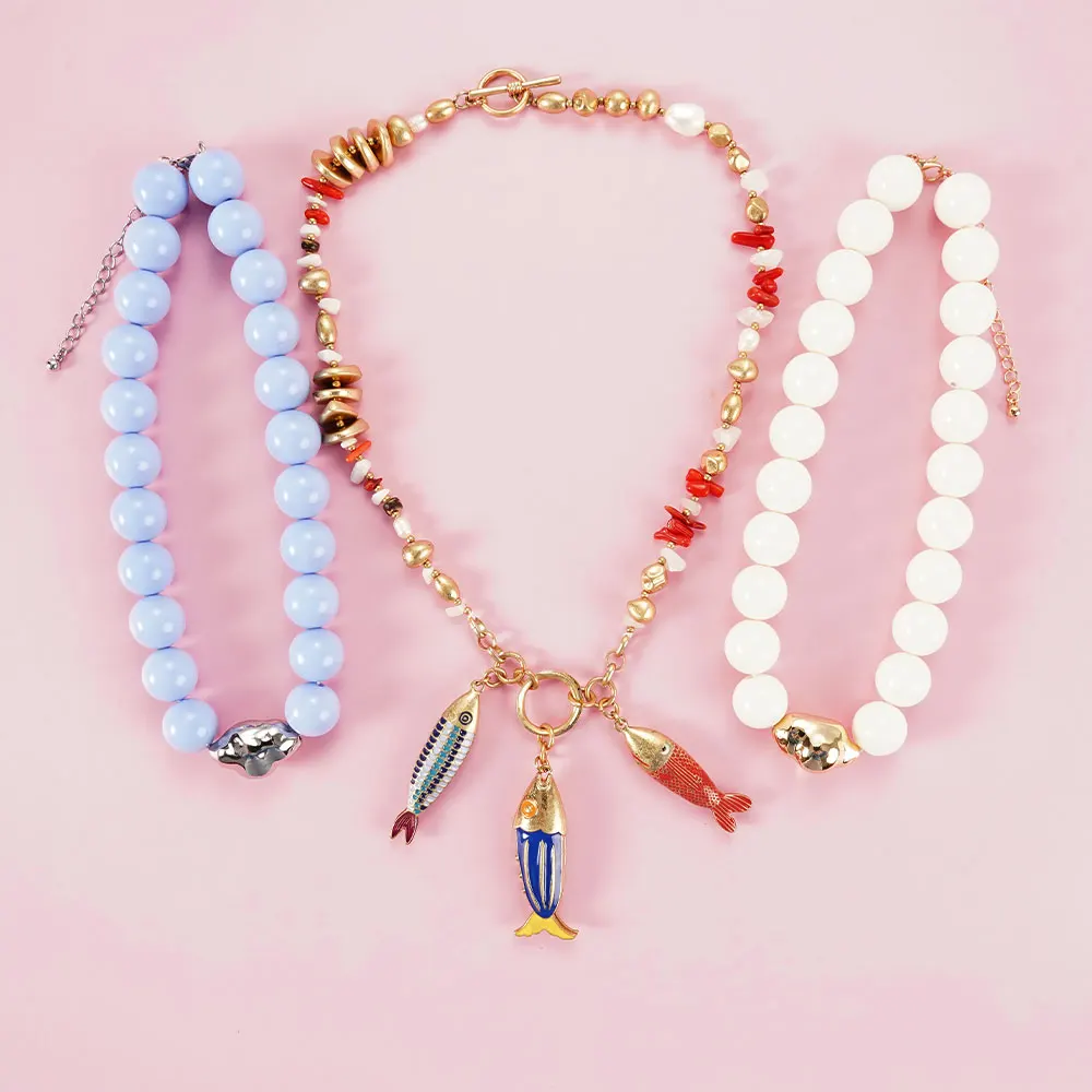 Fish Fashion Mermaid Necklace Ocean Enamel Charm Chain Red Beads Choker Y2K Korean Clavicle Necklace Trendy Party Jewelry
Fish Fashion Mermaid Necklace Ocean Enamel Charm Chain Red Beads Choker Y2K Korean Clavicle Necklace Trendy Party Jewelry