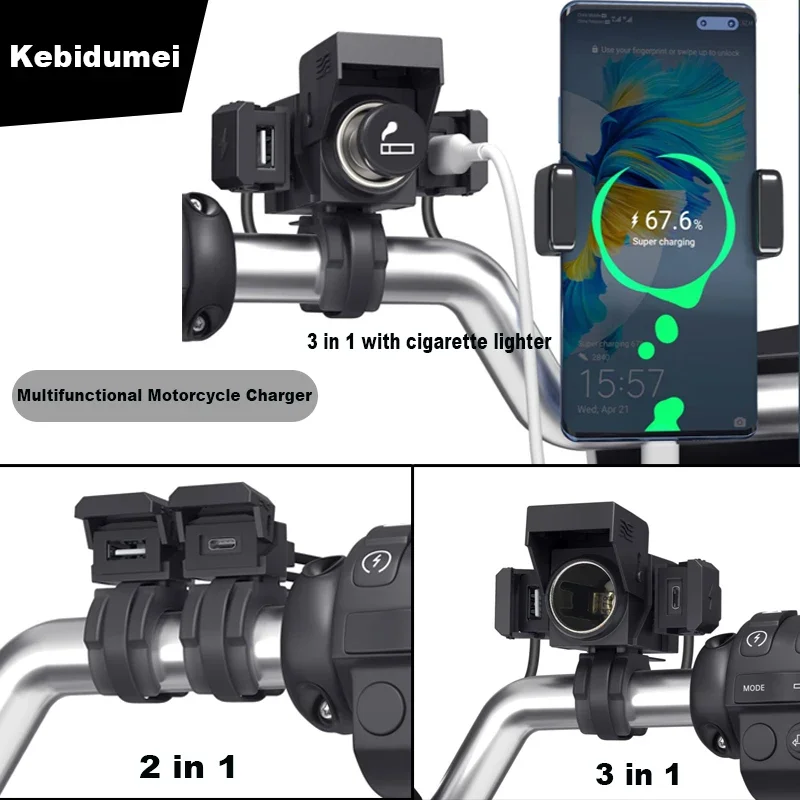 PD QC3.0 Motorcycle Charge With Cigarette Lighter Waterproof 3-in-1 USB Type C Connector Motorcycle Battery Charger Power Socket
PD QC3.0 Motorcycle Charge With Cigarette Lighter Waterproof 3-in-1 USB Type C Connector Motorcycle Battery Charger Power Socket