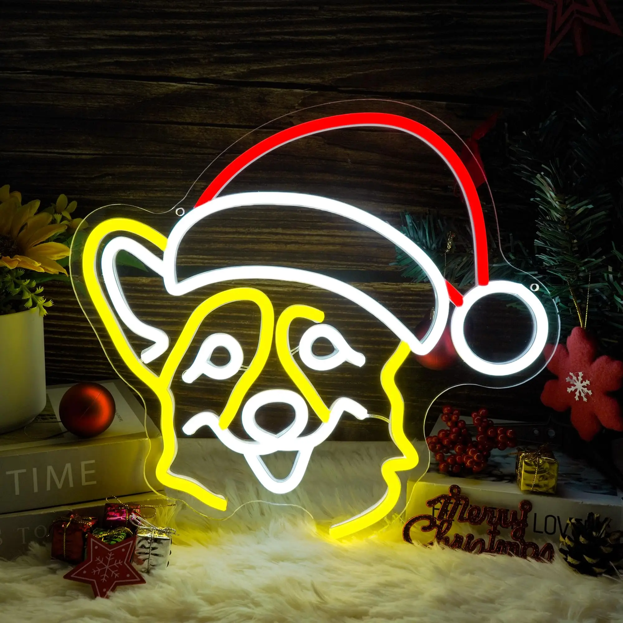 Christmas Corgi with Santa Hat Neon Sign for Wall Decor Dimmable Switch for Festive Holiday Decor for Party Birthday Gifts
Christmas Corgi with Santa Hat Neon Sign for Wall Decor Dimmable Switch for Festive Holiday Decor for Party Birthday Gifts