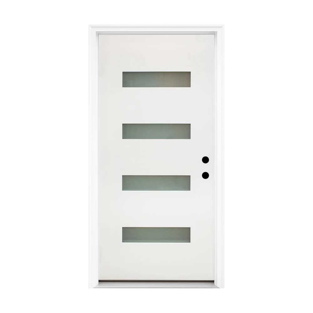 36x80 White Fiberglass Door Knock-Down 4-9/16 Vinyl Frame 4-Lite Frosted Contemp Left Inswing
36x80 White Fiberglass Door Knock-Down 4-9/16 Vinyl Frame 4-Lite Frosted Contemp Left Inswing
