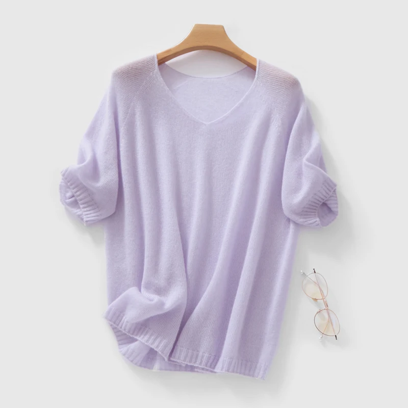 Spring Summer Women Short Sleeves Sweaters V-neck Wool Bottoming Knitwear 2026 New Soft Knit Tops Pullovers Minimalist Jumpers
Spring Summer Women Short Sleeves Sweaters V-neck Wool Bottoming Knitwear 2026 New Soft Knit Tops Pullovers Minimalist Jumpers