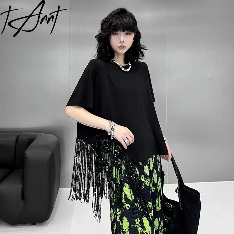 Tannt Women T Shirt Asymmetry Tassel Patchwork Long T Shirt Tops Irregular Black Casual Fashion Loose Long Women Tshirt 2025 New
Tannt Women T Shirt Asymmetry Tassel Patchwork Long T Shirt Tops Irregular Black Casual Fashion Loose Long Women Tshirt 2025 New