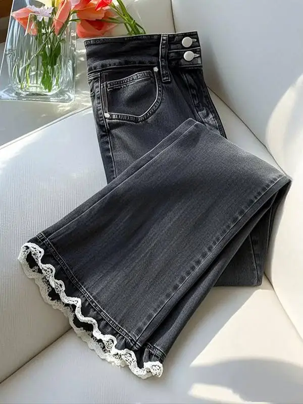Новые весенние корейские элитные длинные брюки для похудения в стиле ретро, женские джинсы с кружевом, повседневная посадка, свободные китайские джинсы
Новые весенние корейские элитные длинные брюки для похудения в стиле ретро, женские джинсы с кружевом, повседневная посадка, свободные китайские джинсы